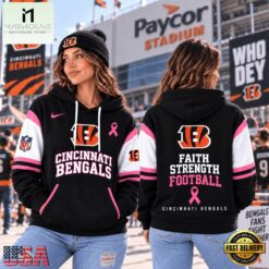 Cincinnati Bengals NFL Breast Cancer Awareness Hoodie, Faith Strength Football 3D Shirt, NFL Sporty Shirt Cincinnati Bengals Nfl Breast Cancer Awareness Hoodie Faith Strength Football 3D Shirt