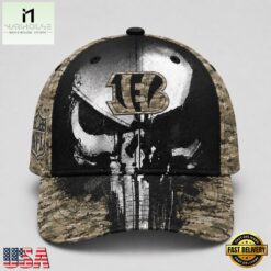 Cincinnati Bengals NFL Halloween Military Skull Camo Classic Cap, NFL Trendy Cap Cincinnati Bengals Nfl Halloween Military Skull Camo Classic Cap