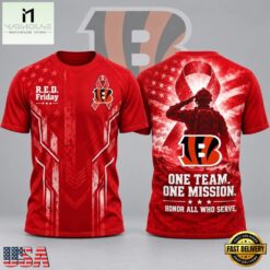 Cincinnati Bengals NFL RED Friday One Team One Mission Patriotic Soldier Tribute T Shirt, NFL Sporty Shirt Cincinnati Bengals Nfl Red Friday One Team One Mission Patriotic Soldier Tribute T Shirt