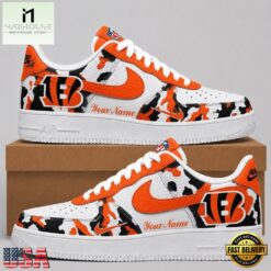 Cincinnati Bengals NFL Team Camo Air Force 1 Shoes Sneakers, NFL Team AF1 Shoes Cincinnati Bengals Nfl Team Camo Air Force 1 Shoes Sneakers