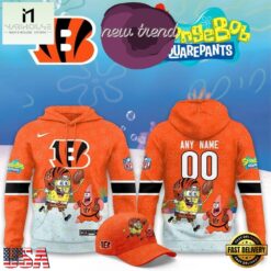 Cincinnati Bengals x SpongeBob Limited Edition Personalized Hoodie, Hot 3D Shirt Trend Cincinnati Bengals X Spongebob Limited Edition Personalized Hoodie