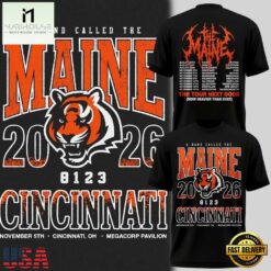 Cincinnati Bengals x The Maine The Tour Next Door 2026 T Shirt, Popular 3D Music Tee Cincinnati Bengals X The Maine The Tour Next Door 2026 T Shirt