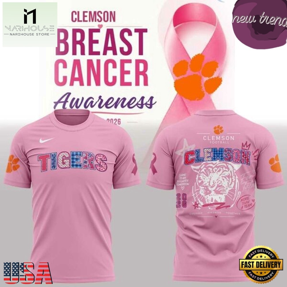 Clemson Tigers Breast Cancer Awareness 2026 T Shirt, Hot 3D Shirt Trend Clemson Tigers Breast Cancer Awareness 2026 T Shirt, Hot 3D Shirt Trend