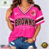 Cleveland Browns 2026 NFL Pink Breast Cancer Awareness V neck T Shirt, Trendy NFL V Neck Tee Cleveland Browns 2026 Nfl Pink Breast Cancer Awareness V Neck T Shirt
