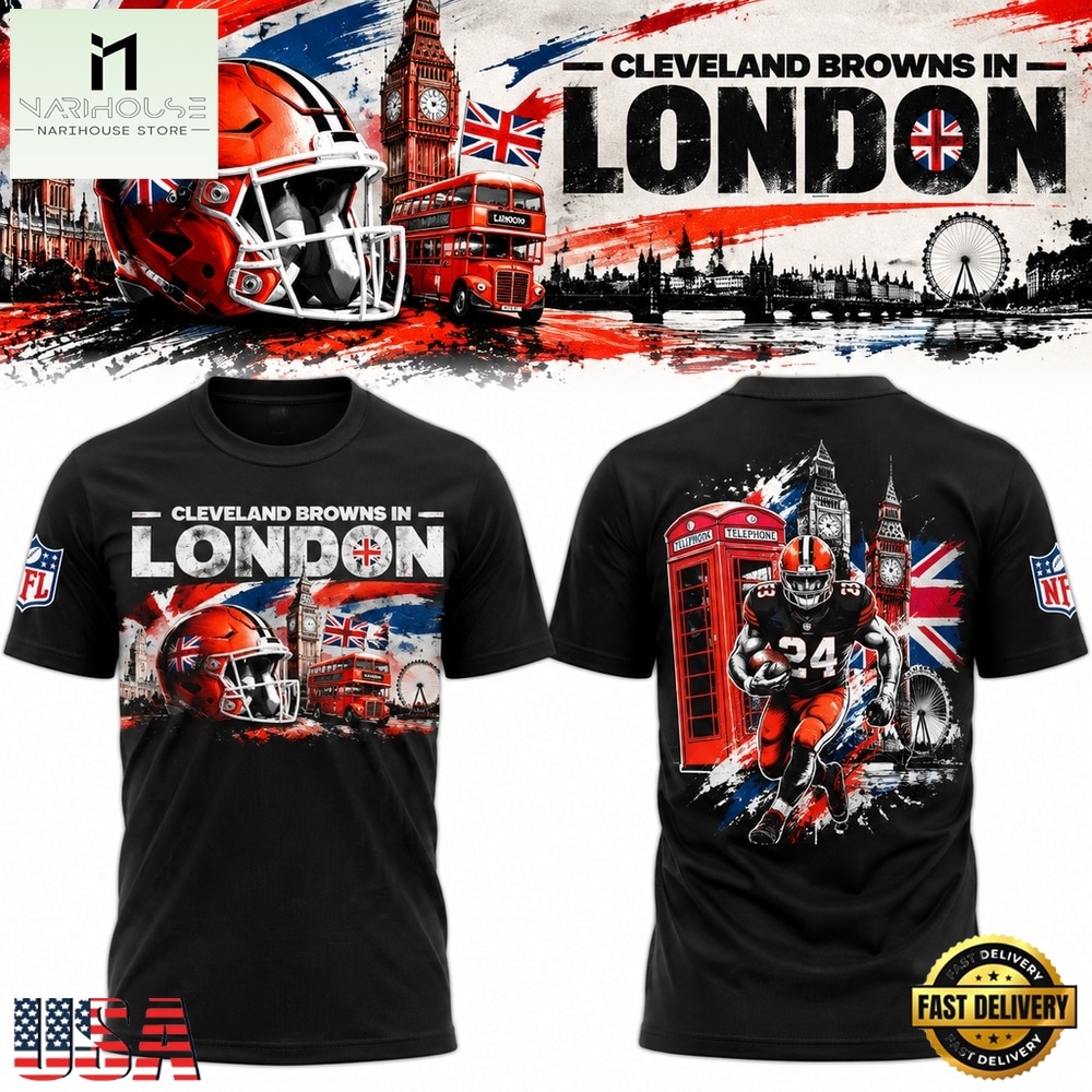 Cleveland Browns Black 2026 NFL London Games T Shirt, Hot 3D Shirt Trend Cleveland Browns Black 2026 NFL London Games T Shirt, Hot 3D Shirt Trend