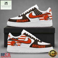 Cleveland Browns NFL American Flag Football Team Limited Air Force 1 Shoes Sneakers, NFL Team AF1 Shoes Cleveland Browns Nfl American Flag Football Team Limited Air Force 1 Shoes Sneakers
