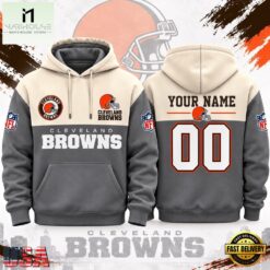 Cleveland Browns NFL Custom Varsity Colorblock Pullover Hoodie, NFL Sporty Shirt Cleveland Browns Nfl Custom Varsity Colorblock Pullover Hoodie