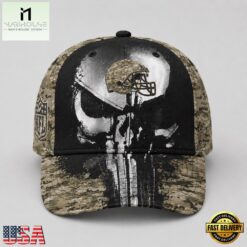 Cleveland Browns NFL Halloween Military Skull Camo Classic Cap, NFL Trendy Cap Cleveland Browns Nfl Halloween Military Skull Camo Classic Cap
