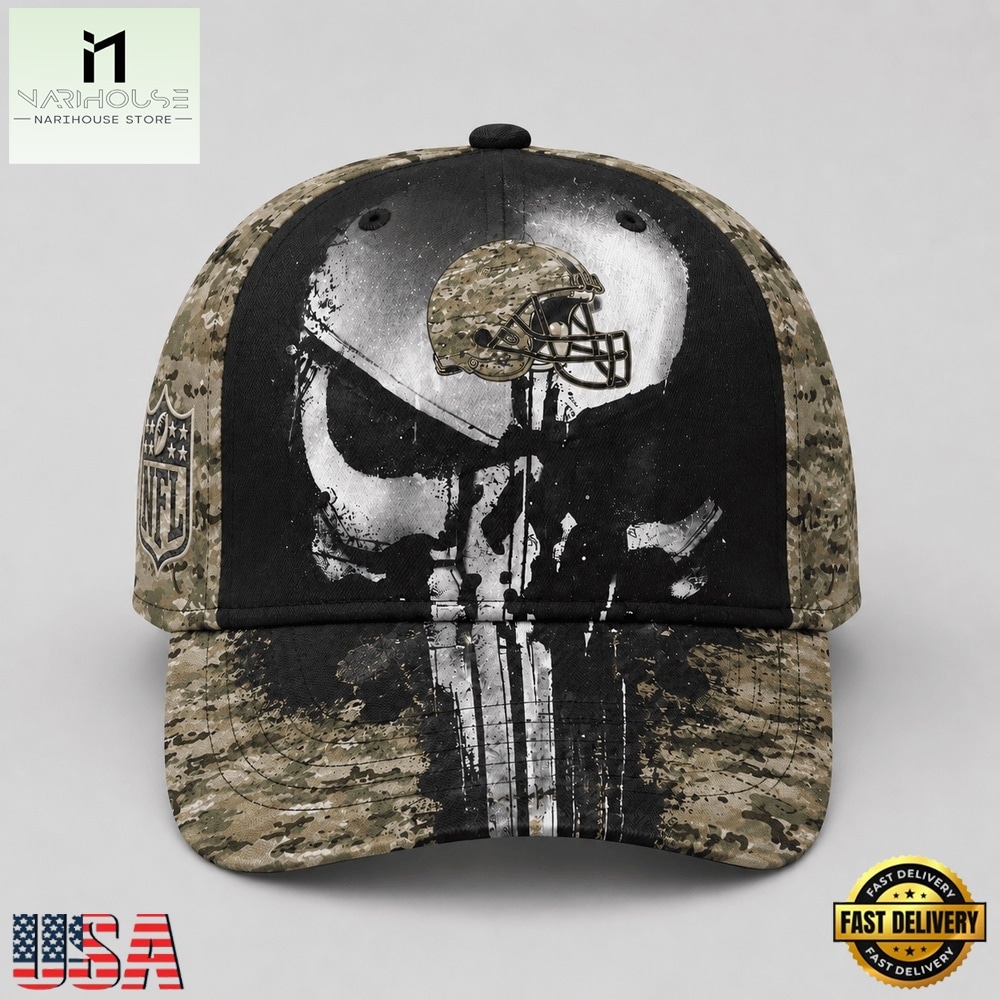 Cleveland Browns NFL Halloween Military Skull Camo Classic Cap, NFL Trendy Cap Cleveland Browns NFL Halloween Military Skull Camo Classic Cap, NFL Trendy Cap