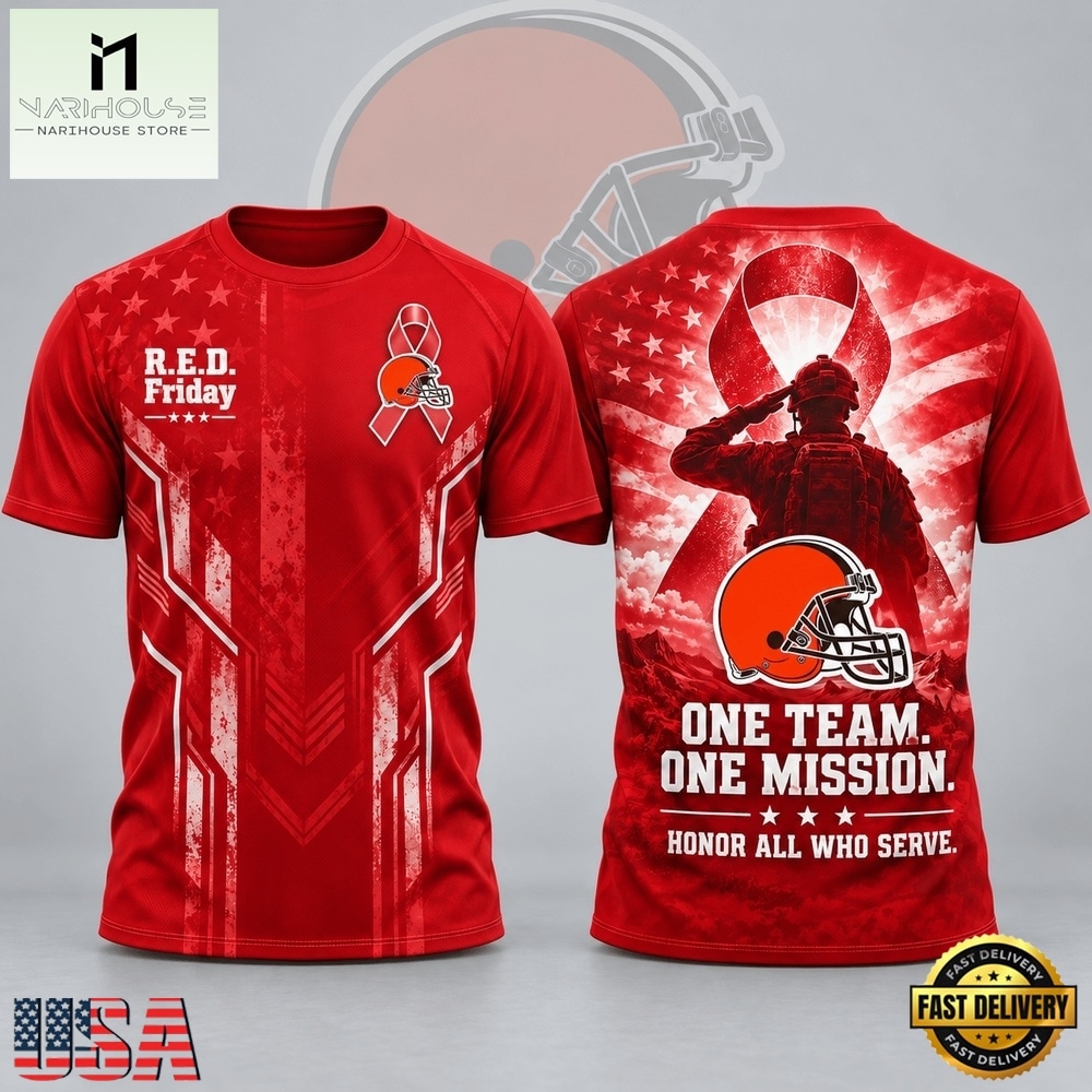 Cleveland Browns NFL RED Friday One Team One Mission Patriotic Soldier Tribute T Shirt, NFL Sporty Shirt Cleveland Browns NFL RED Friday One Team One Mission Patriotic Soldier Tribute T Shirt, NFL Sporty Shirt