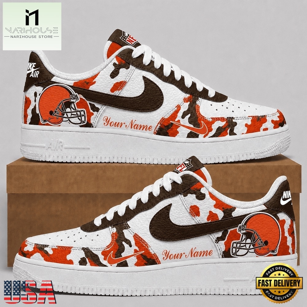 Cleveland Browns NFL Team Camo Air Force 1 Shoes Sneakers, NFL Team AF1 Shoes Cleveland Browns NFL Team Camo Air Force 1 Shoes Sneakers, NFL Team AF1 Shoes