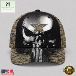 Dallas Cowboys NFL Halloween Military Skull Camo Classic Cap, NFL Trendy Cap Dallas Cowboys Nfl Halloween Military Skull Camo Classic Cap