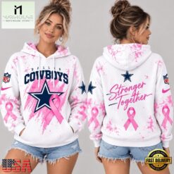 Dallas Cowboys NFL Pink Ribbon Stronger Together Breast Cancer Awareness Hoodie, NFL Sporty Shirt Dallas Cowboys Nfl Pink Ribbon Stronger Together Breast Cancer Awareness Hoodie