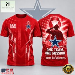 Dallas Cowboys NFL RED Friday One Team One Mission Patriotic Soldier Tribute T Shirt, NFL Sporty Shirt Dallas Cowboys Nfl Red Friday One Team One Mission Patriotic Soldier Tribute T Shirt