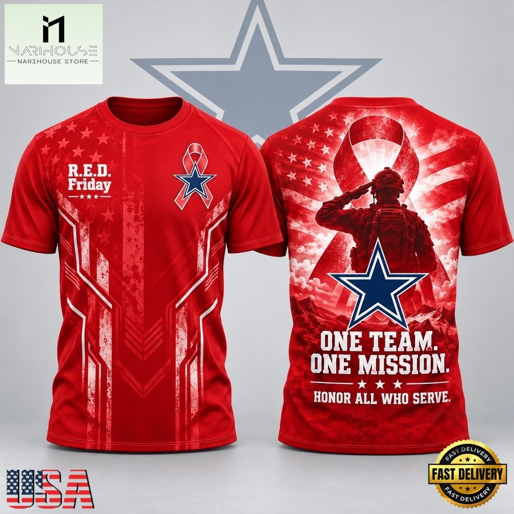 Dallas Cowboys NFL RED Friday One Team One Mission Patriotic Soldier Tribute T Shirt, NFL Sporty Shirt Dallas Cowboys NFL RED Friday One Team One Mission Patriotic Soldier Tribute T Shirt, NFL Sporty Shirt