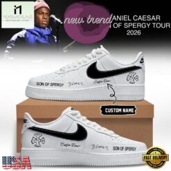 Daniel Caesar Son of Spergy Tour 2026 White Limited Edition Air Force 1 Shoes, Music Artist AF1 Shoes Daniel Caesar Son OF Spergy Tour 2026 White Limited Edition Air Force 1 Shoes