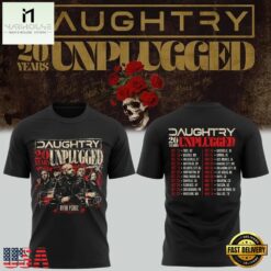 Daughtry 20 Years Unplugged Tour 2026 Rock Music Concert Black T Shirt, Popular 3D Music Tee Daughtry 20 Years Unplugged Tour 2026 Rock Music Concert Black T Shirt