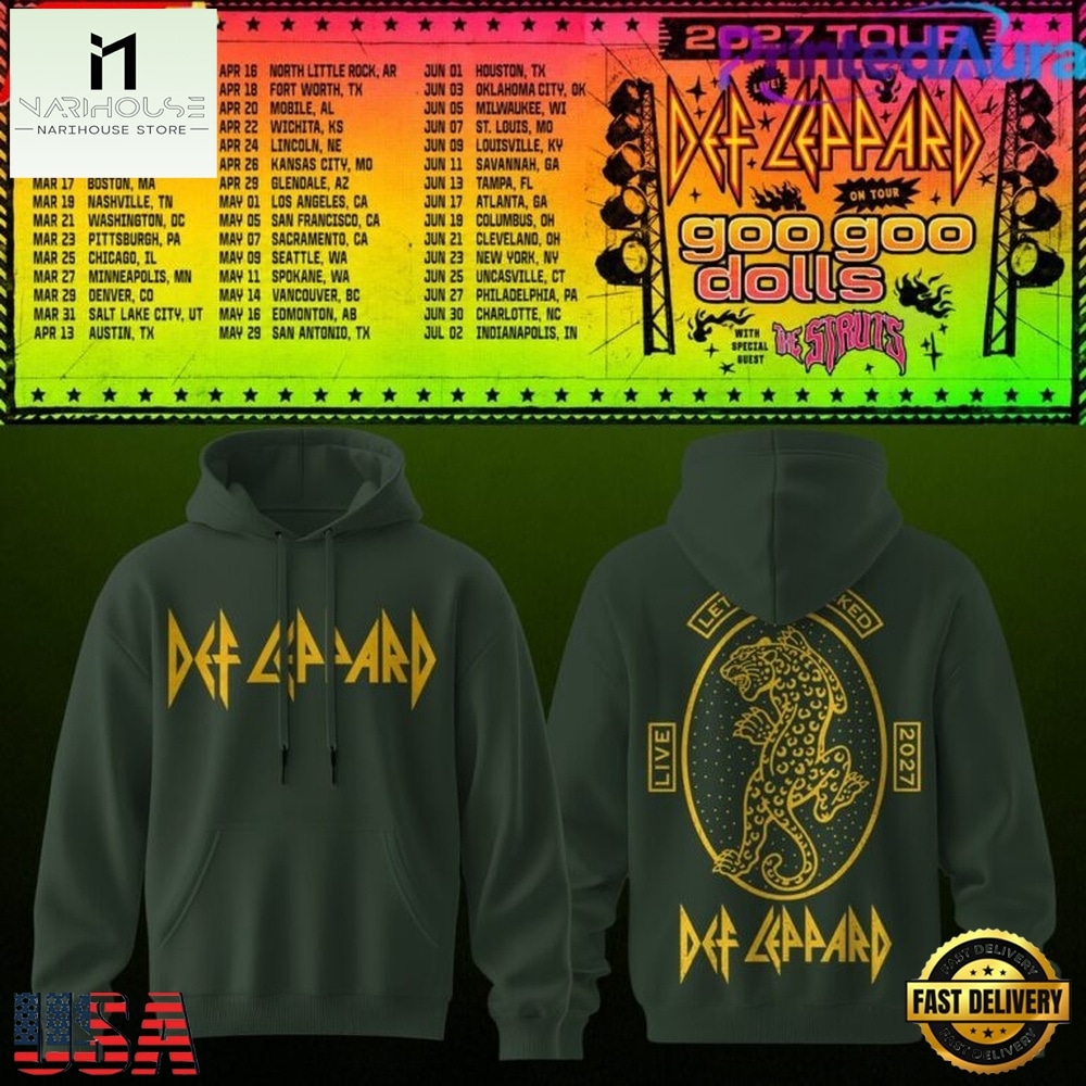 Def Leppard & Goo Goo Dolls Tour 2027 New Design Hoodie, Popular 3D Music Tee Def Leppard & Goo Goo Dolls Tour 2027 New Design Hoodie, Popular 3D Music Tee