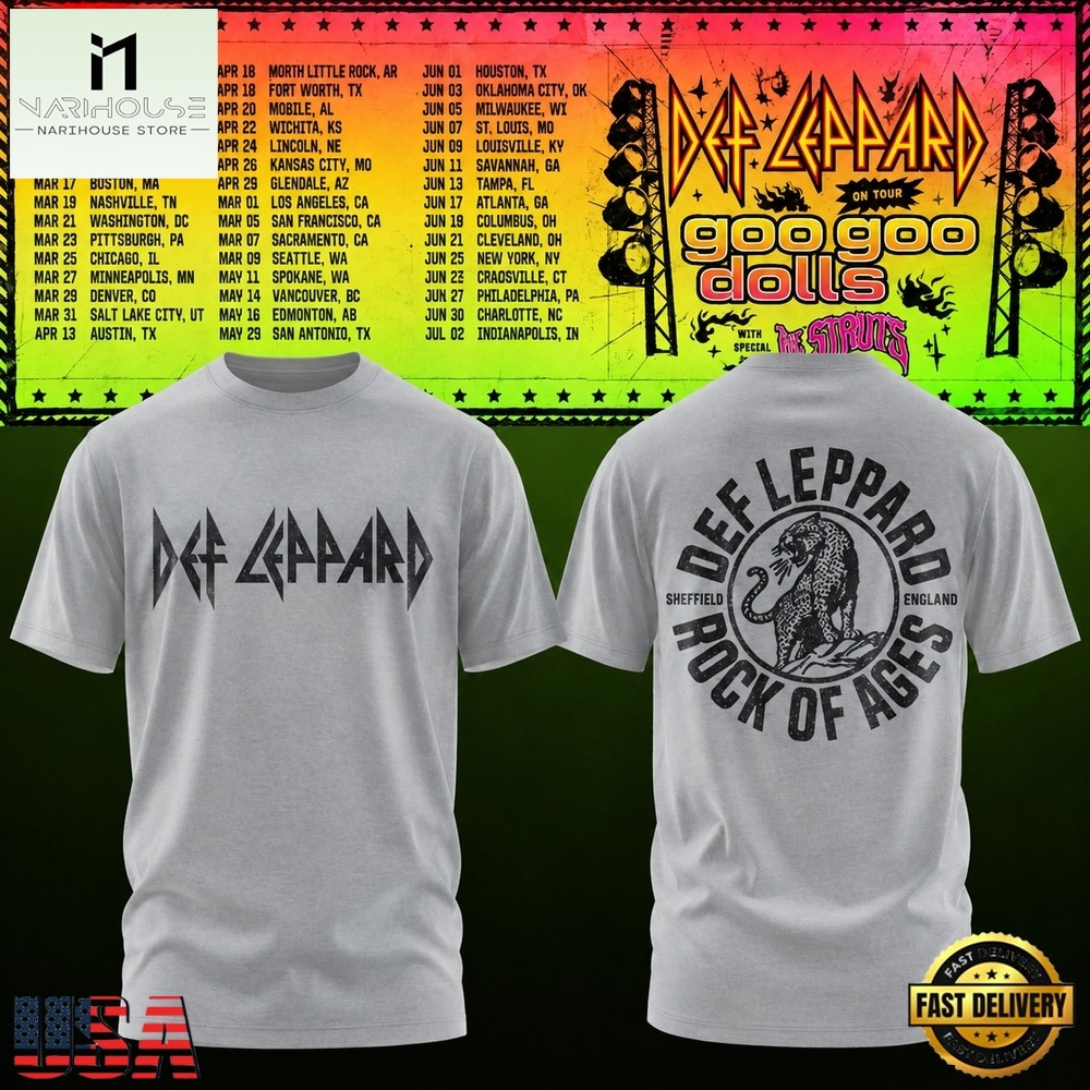 Def Leppard & Goo Goo Dolls Tour 2027 New Design T Shirt, Popular 3D Music Tee Def Leppard & Goo Goo Dolls Tour 2027 New Design T Shirt, Popular 3D Music Tee