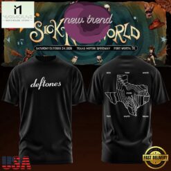 Deftones Sick New World Texas 2026 Black 3D Shirt, Popular 3D Music Tee Deftones Sick New World Texas 2026 Black 3D Shirt
