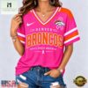 Denver Broncos 2026 NFL Pink Breast Cancer Awareness V neck T Shirt, Trendy NFL V Neck Tee Denver Broncos 2026 Nfl Pink Breast Cancer Awareness V Neck T Shirt