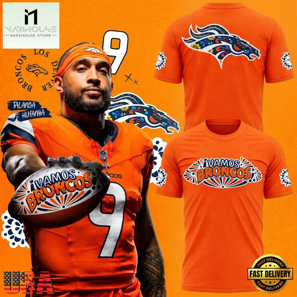 Denver Broncos Hispanic Heritage Month 2026 Graphic Orange T Shirt, Hot 3D Shirt Trend Denver Broncos Hispanic Heritage Month 2026 Graphic Orange T Shirt