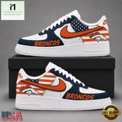 Denver Broncos NFL American Flag Football Team Limited Air Force 1 Shoes Sneakers, NFL Team AF1 Shoes Denver Broncos Nfl American Flag Football Team Limited Air Force 1 Shoes Sneakers
