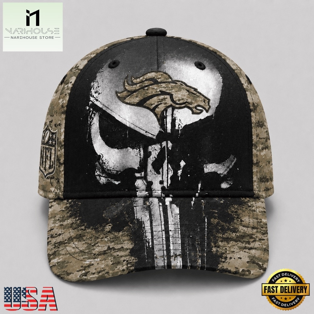 Denver Broncos NFL Halloween Military Skull Camo Classic Cap, NFL Trendy Cap Denver Broncos NFL Halloween Military Skull Camo Classic Cap, NFL Trendy Cap