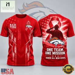 Denver Broncos NFL RED Friday One Team One Mission Patriotic Soldier Tribute T Shirt, NFL Sporty Shirt Denver Broncos Nfl Red Friday One Team One Mission Patriotic Soldier Tribute T Shirt