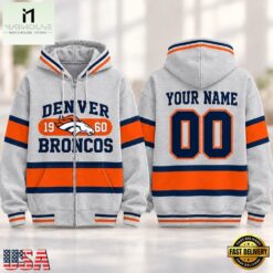 Denver Broncos NFL Varsity Stripe Zip Hoodie, NFL Sporty Shirt Denver Broncos Nfl Varsity Stripe Zip Hoodie