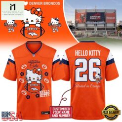 Denver Broncos NFL x Hello Kitty 2026 Football Jersey Shirt, Trending Football Shirt Denver Broncos Nfl X Hello Kitty 2026 Football Jersey Shirt