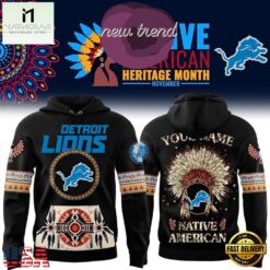 Detroit Lions Native American Heritage Month Custom Name Hoodie, Hot 3D Shirt Trend Detroit Lions Native American Heritage Month Custom Name Hoodie