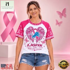 Detroit Lions NFL Breast Cancer Awareness Faith Hope Love 2026 Unisex T Shirt, NFL Sporty Shirt Detroit Lions Nfl Breast Cancer Awareness Faith Hope Love 2026 Unisex T Shirt