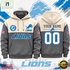 Detroit Lions NFL Custom Varsity Colorblock Pullover Hoodie, NFL Sporty Shirt Detroit Lions Nfl Custom Varsity Colorblock Pullover Hoodie