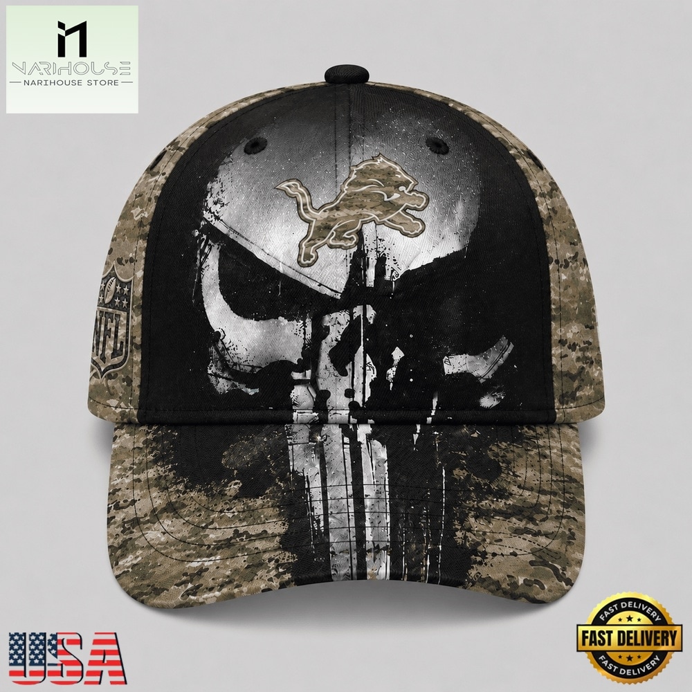 Detroit Lions NFL Halloween Military Skull Camo Classic Cap, NFL Trendy Cap Detroit Lions NFL Halloween Military Skull Camo Classic Cap, NFL Trendy Cap