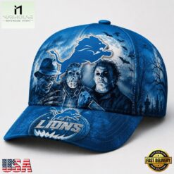 Detroit Lions NFL Horror Night Halloween 2026 Design Classic Cap, NFL Trendy Cap Detroit Lions Nfl Horror Night Halloween 2026 Design Classic Cap