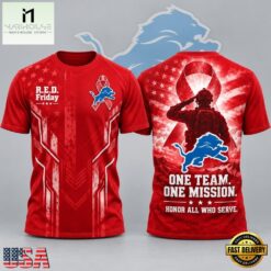 Detroit Lions NFL RED Friday One Team One Mission Patriotic Soldier Tribute T Shirt, NFL Sporty Shirt Detroit Lions Nfl Red Friday One Team One Mission Patriotic Soldier Tribute T Shirt