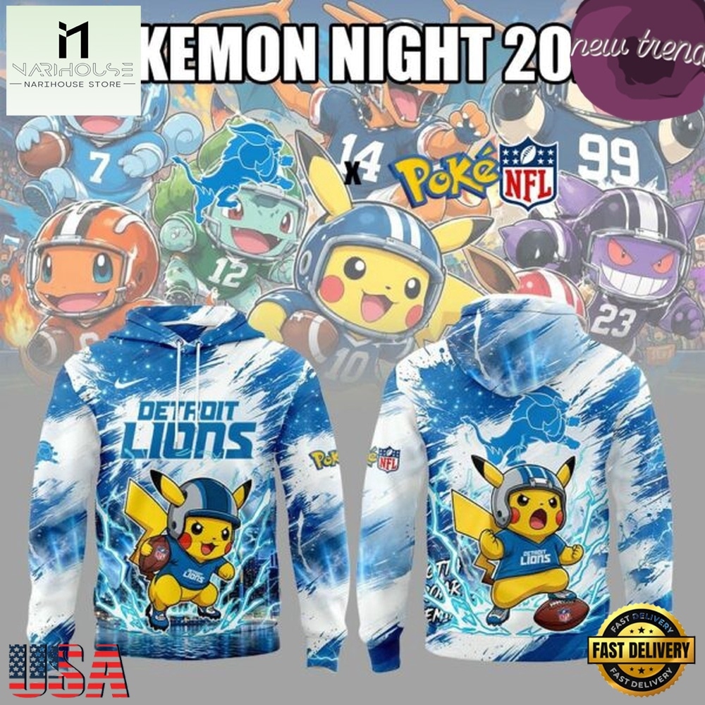 Detroit Lions x Pokemon Night 2026 Hoodie, Hot 3D Shirt Trend Detroit Lions x Pokemon Night 2026 Hoodie, Hot 3D Shirt Trend