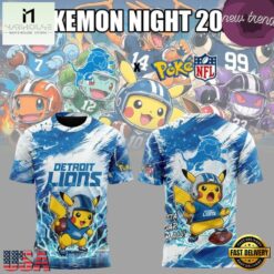 Detroit Lions x Pokemon Night 2026 T Shirt, Hot 3D Shirt Trend Detroit Lions X Pokemon Night 2026 T Shirt