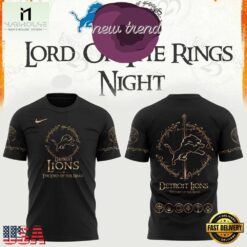 Detroit Lions x The Lord of the Rings 2026 Special New Black T Shirt, Hot 3D Shirt Trend Detroit Lions X The Lord OF The Rings 2026 Special New Black T Shirt