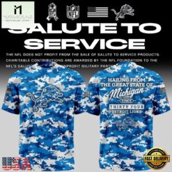 Exclusive Version Detroit Lions Salute to Service T Shirt 2026, Hot 3D Shirt Trend Exclusive Version Detroit Lions Salute TO Service T Shirt 2026