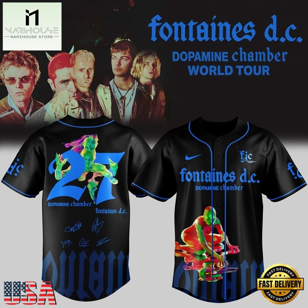 Fontaines D.C Dopamine Chamber Tour Signed 2026 Limited Edition Baseball Jersey, Concert Baseball Jersey Fontaines D.C Dopamine Chamber Tour Signed 2026 Limited Edition Baseball Jersey, Concert Baseball Jersey