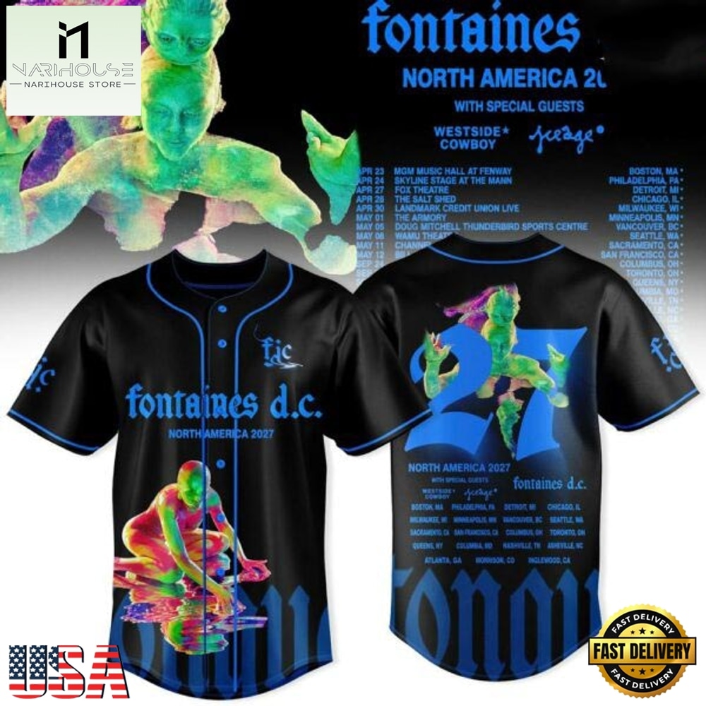 Fontaines D.C. North America 2027 Tour Baseball Jersey, Concert Baseball Jersey Fontaines D.C. North America 2027 Tour Baseball Jersey, Concert Baseball Jersey