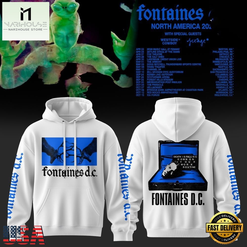 Fontaines D.C. North America 2027 Tour White Hoodie, Popular 3D Music Tee Fontaines D.C. North America 2027 Tour White Hoodie, Popular 3D Music Tee