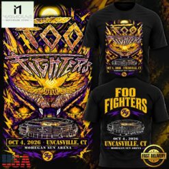 Foo Fighters Mohegan Sun Arena Uncasville CT 2026 Black T Shirt, Popular 3D Music Tee Foo Fighters Mohegan Sun Arena Uncasville CT 2026 Black T Shirt