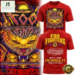 Foo Fighters Mohegan Sun Arena Uncasville CT 2026 Red T Shirt, Popular 3D Music Tee Foo Fighters Mohegan Sun Arena Uncasville CT 2026 Red T Shirt