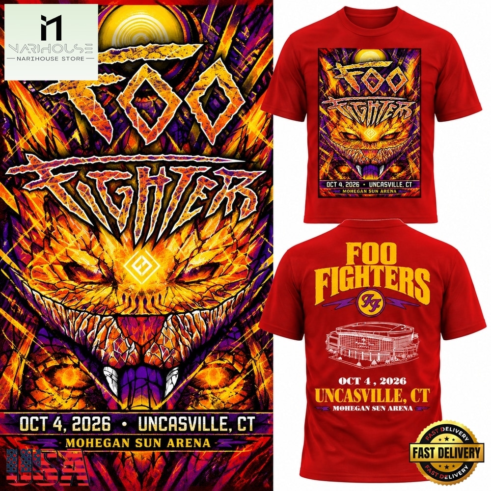 Foo Fighters Mohegan Sun Arena Uncasville CT 2026 Red T Shirt, Popular 3D Music Tee Foo Fighters Mohegan Sun Arena Uncasville CT 2026 Red T Shirt, Popular 3D Music Tee