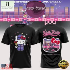 Formula 1 x Hello Kitty and Friends F1 Las Vegas 2026 Graphic Black T Shirt, Hot 3D Shirt Trend Formula 1 X Hello Kitty And Friends F1 Las Vegas 2026 Graphic Black T Shirt