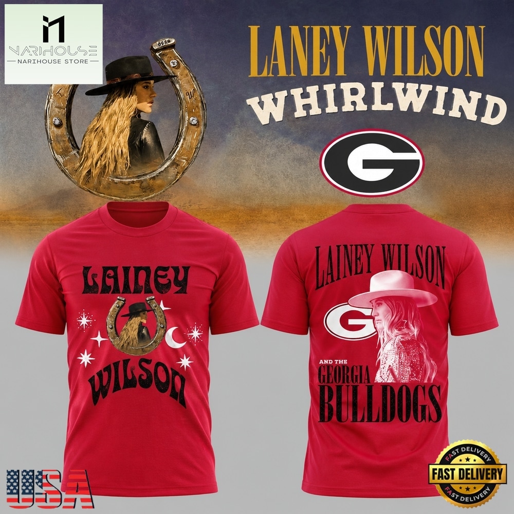 Georgia Bulldogs x Lainey Wilson WHIRLWIND Event Show Vintage Red T Shirt, Popular 3D Music Tee Georgia Bulldogs X Lainey Wilson Whirlwind Event Show Vintage Red T Shirt