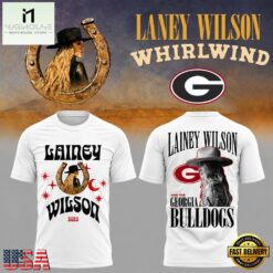 Georgia Bulldogs x Lainey Wilson WHIRLWIND Event Show Vintage White T Shirt, Popular 3D Music Tee Georgia Bulldogs X Lainey Wilson Whirlwind Event Show Vintage White T Shirt